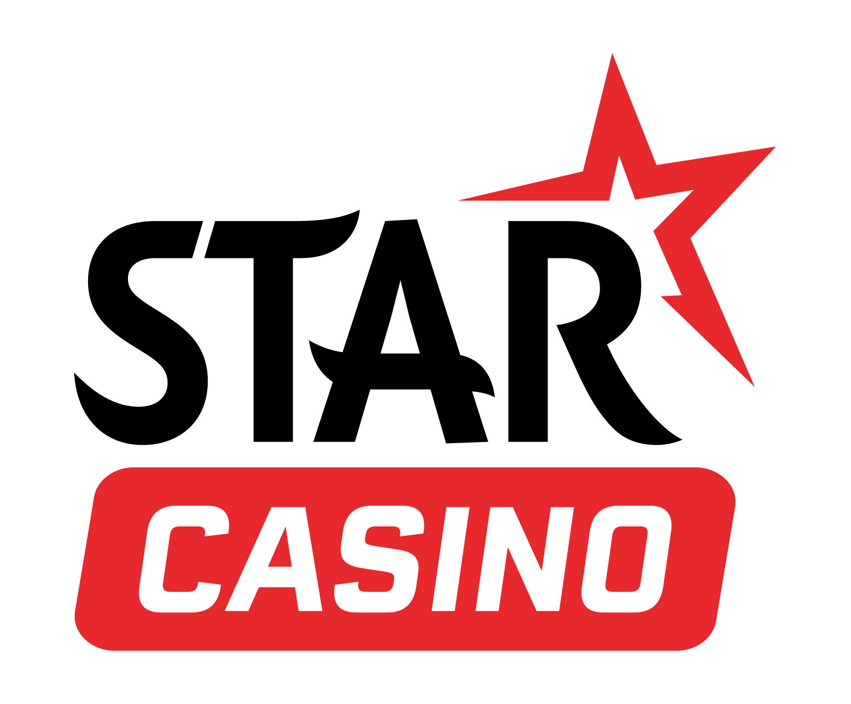 Logo ufficiale di Starcasino 2025 - Versione Verticale in Nero e Rosso