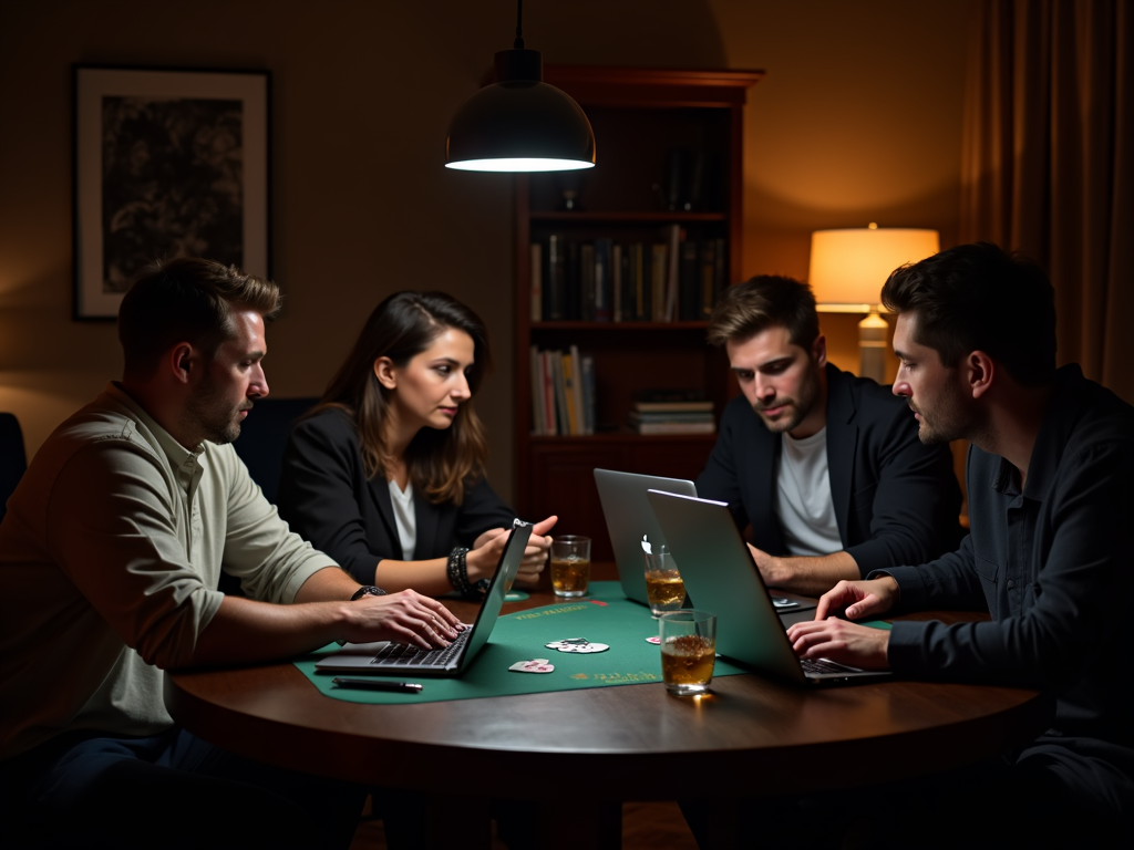 Joueurs concentrés autour d'une table de blackjack en ligne belge