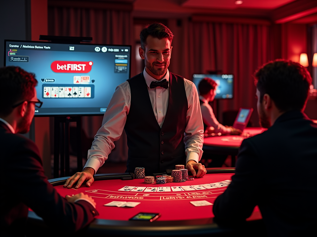 Deux écrans d'ordinateur affichant des jeux de casino en direct betFIRST et Casino Elite