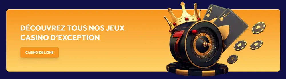 Bannière Wellington Casino avec machine à sous, couronne et jetons, invitant à découvrir tous les jeux de casino en ligne d’exception