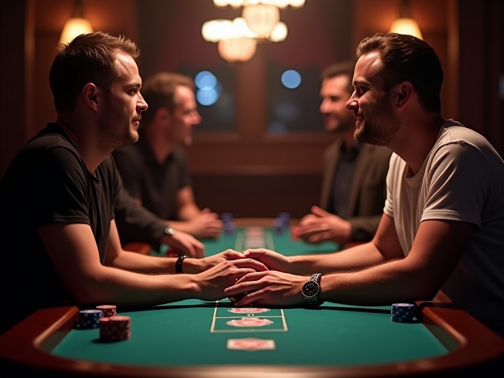 Joueurs de poker belges se congratulent dans un casinos belges high-tech