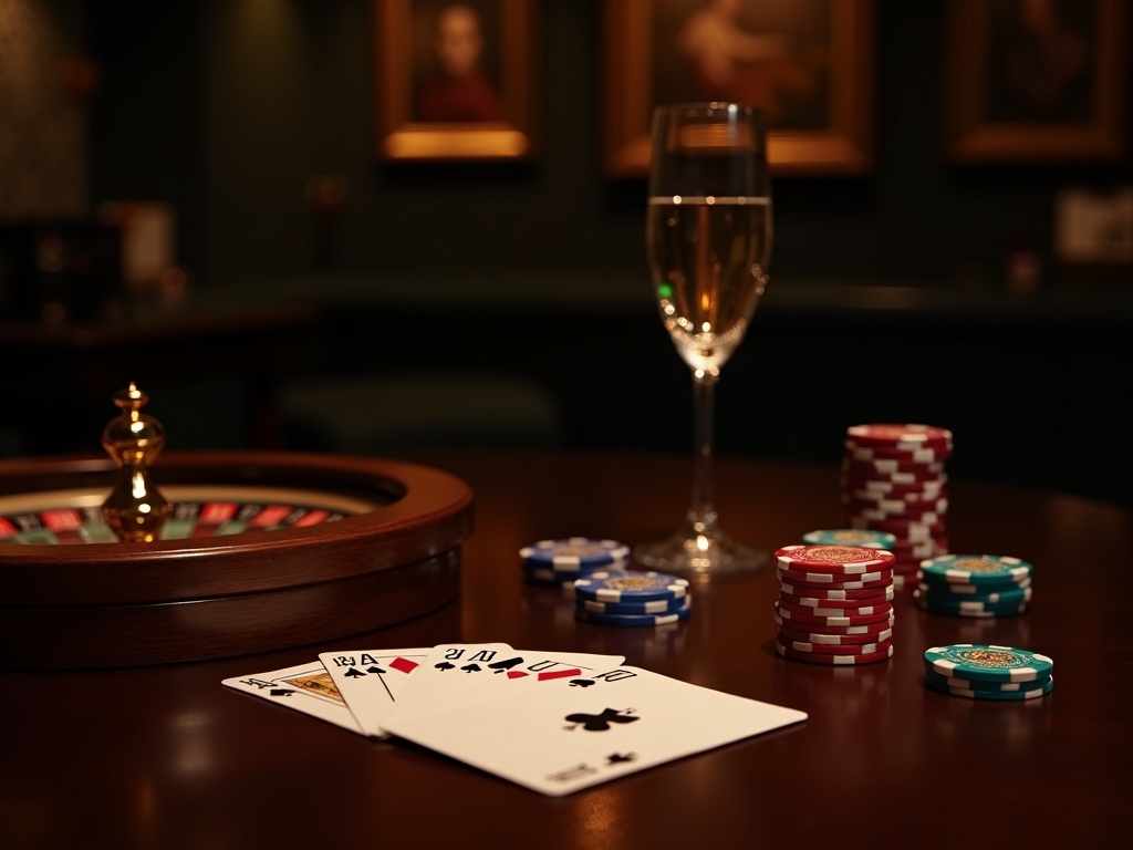 Table luxueuse avec cartes VIP et équipements de jeux, symbolisant clubs fidélité