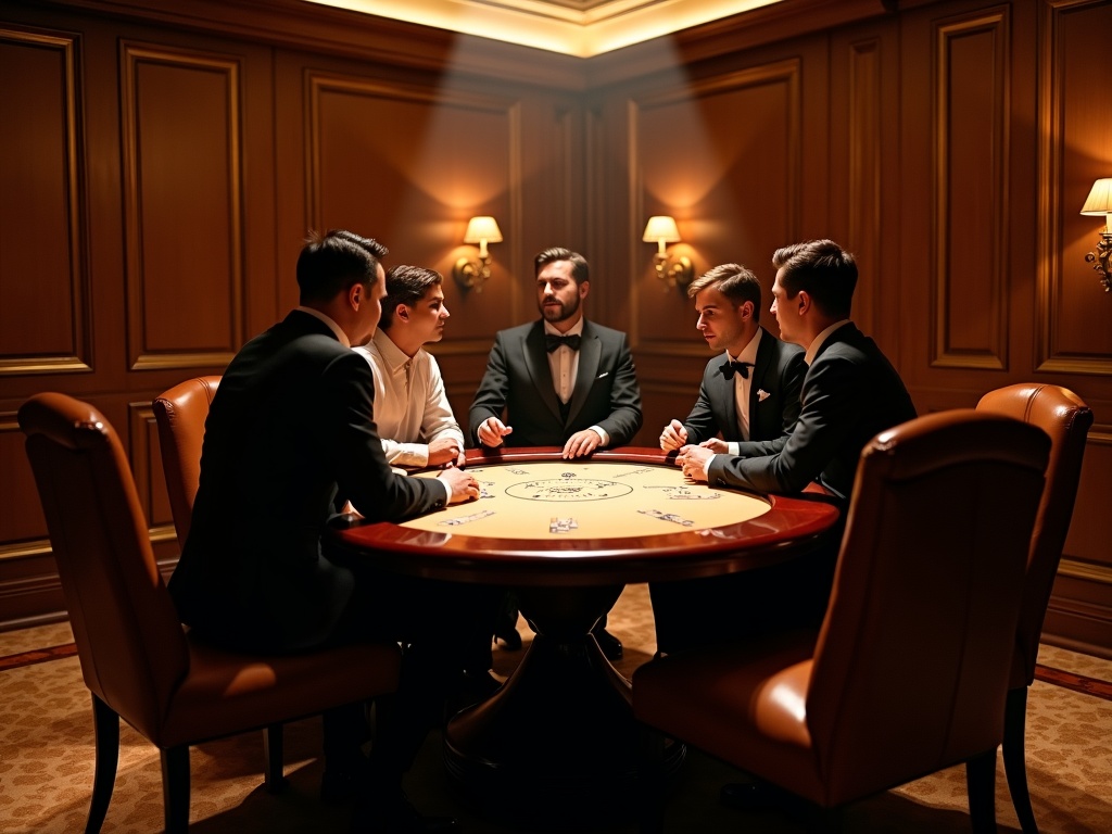 Table privée luxueuse au centre d'un casino premium sophistiqué
