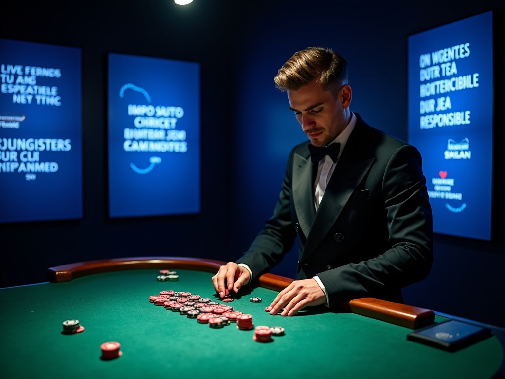 Croupier ajustant jetons au Napoleon Casino belge jeux responsables