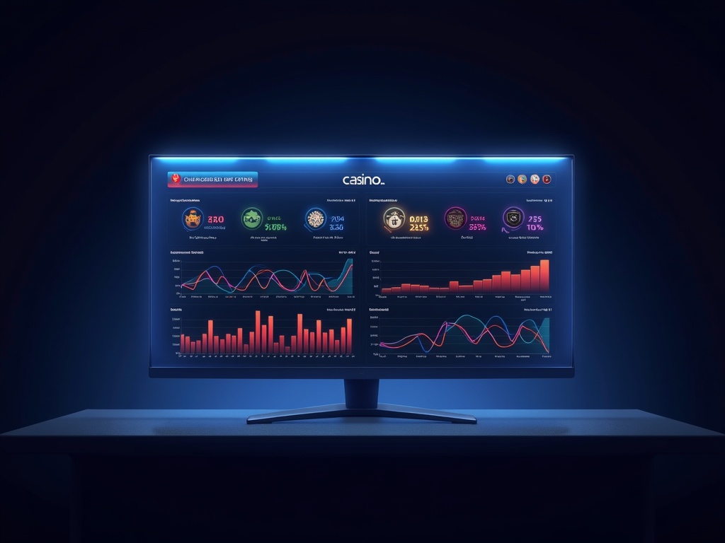 Tableau de bord numérique sophistiqué affichant Casino Elite et statistiques de fidélité