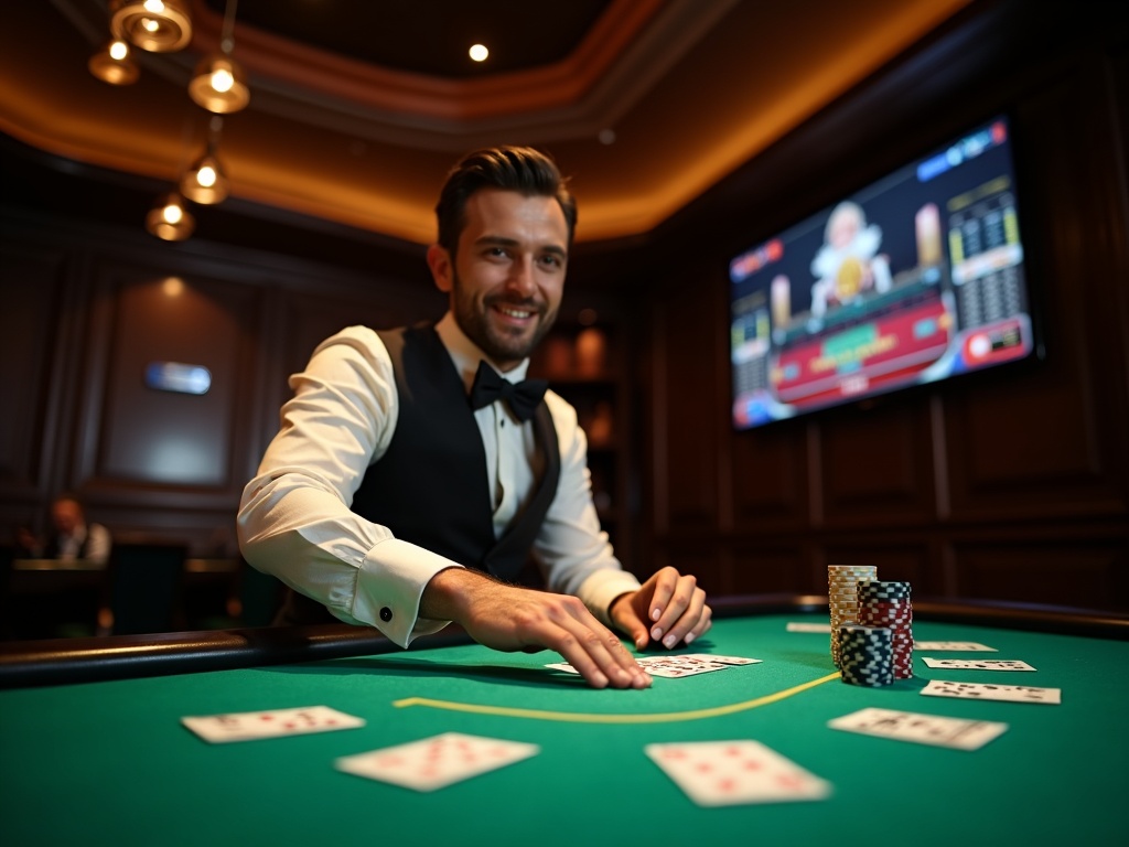 Punto Banco et Baccarat secrets sur Betano Casino croupier souriant distribuant cartes Punto Banco dans casino en ligne