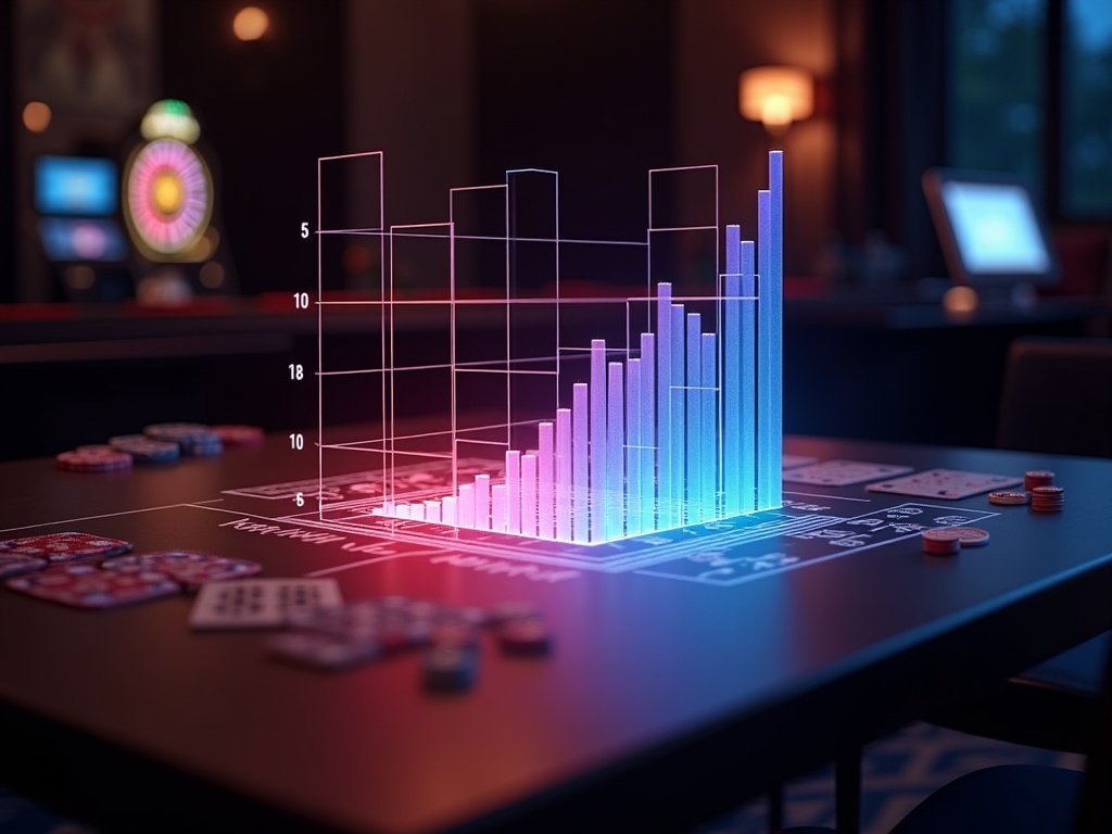 Graphique de probabilité 3D sur table de jeu Luckygames en ligne