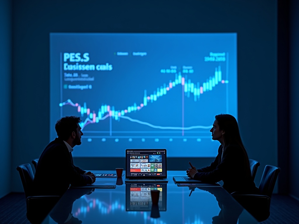 Image de statistiques des gains mensuels dans les casinos investisseurs étudiant performances des casinos en ligne dans une salle high-tech