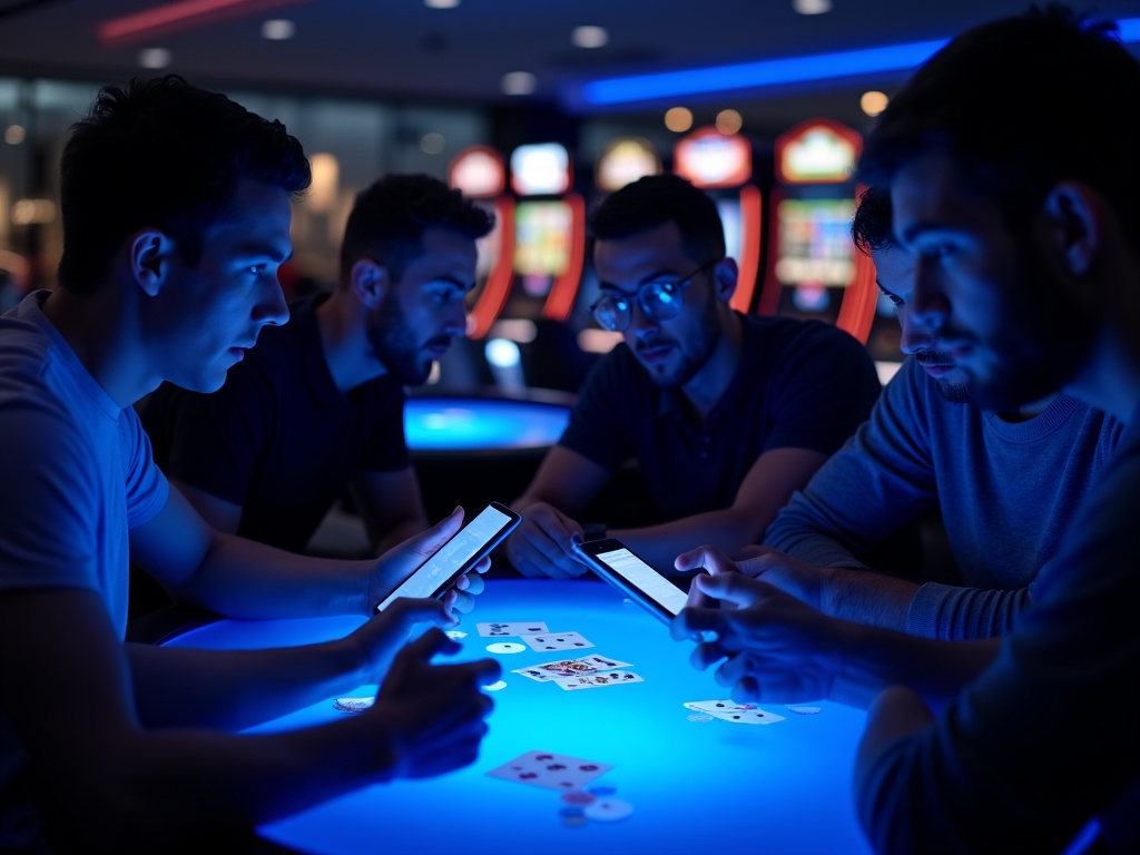 Circus Casino : Technologie et Loisirs Innovants en Belgique Joueurs concentrés autour d'une table numérique chez Circus Casino