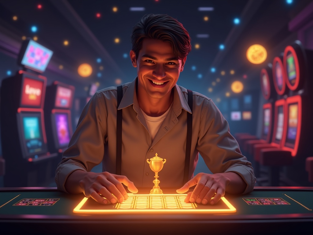 Avatar joueur illuminé avec icônes de récompenses dans Becasino virtuel